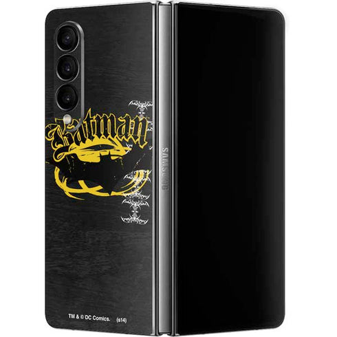 DC Comics Batman Dark Knight Logo Yellow & Black Galaxy Z Fold4 5G Skin